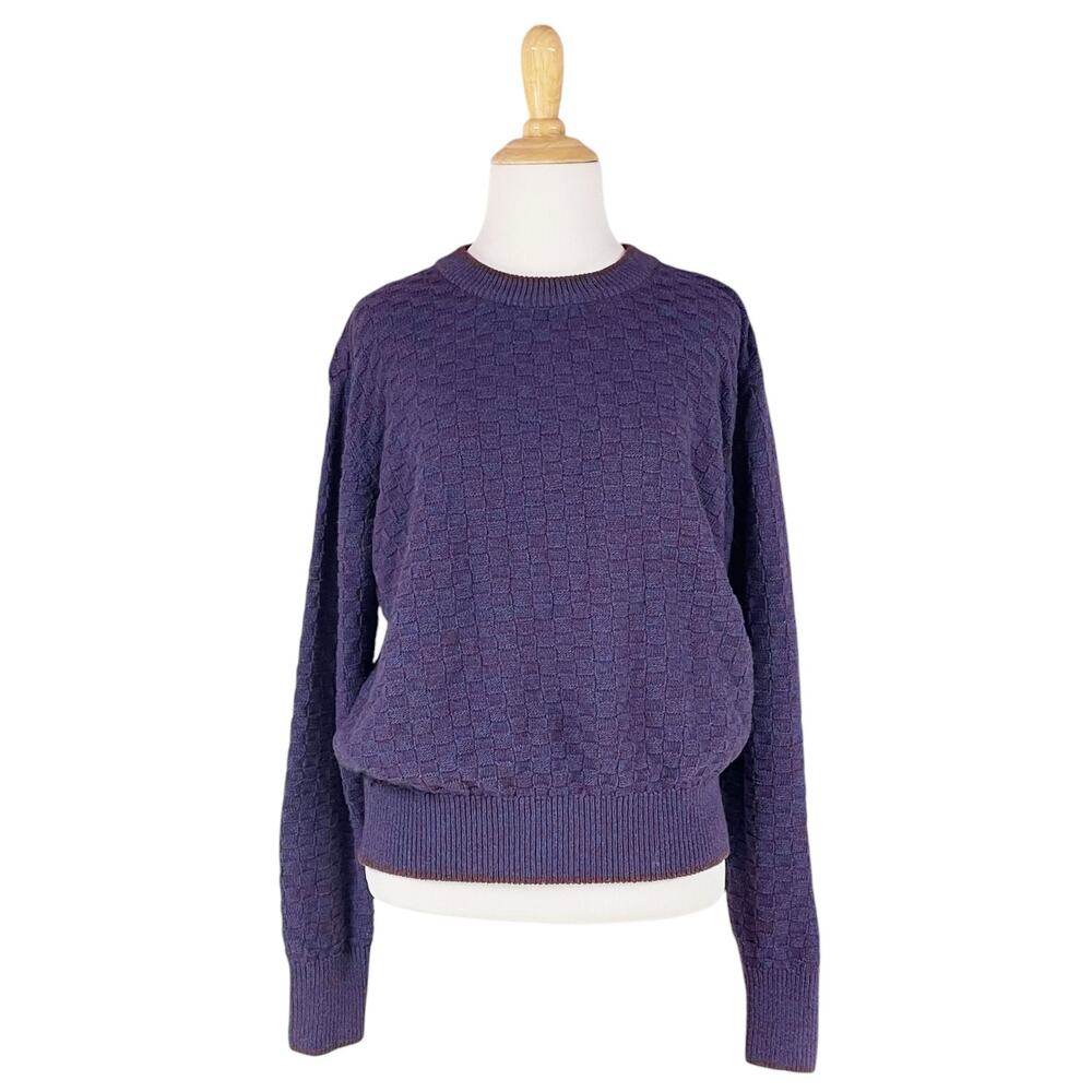 PRANA Sonoma Valley Basket Weave Purple Pullover Crewneck Sweater Size S